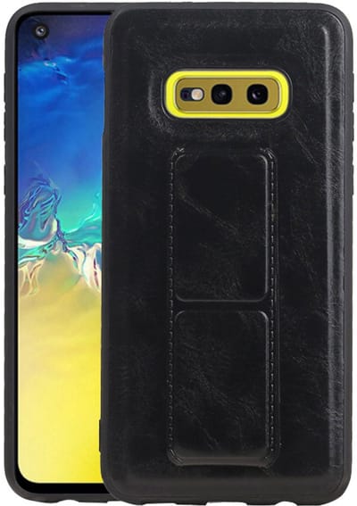 Grip Stand Hardcase Backcover - Telefoonhoesje - Achterkant Hoesje - Geschikt voor Samsung Galaxy S10E - Zwart