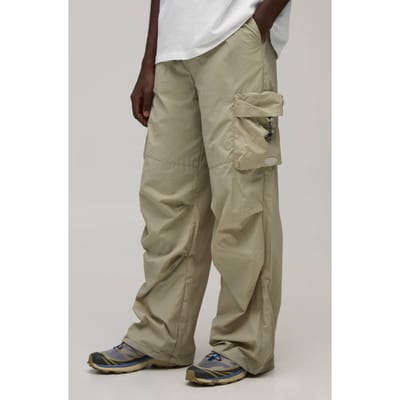Baggy Fit Cargo Utility Trainingsbroek | Stone | Size XS