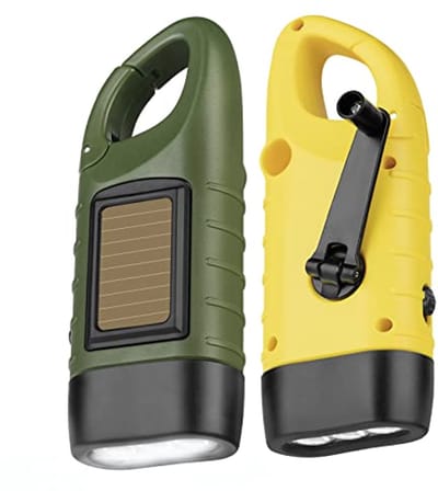 Dynamo Led-Zaklamp met Zwenkmechanisme en Zonnepaneel - 2 Stuks voor Noodgevallen