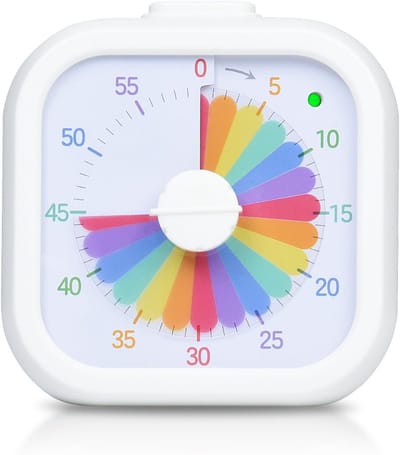 Kinderzichtbare timer, 60-minuten afteltimer, geschikt voor klaslokaal, studie, kantoor en keuken, stille werking, timer (witte stijl 3)
