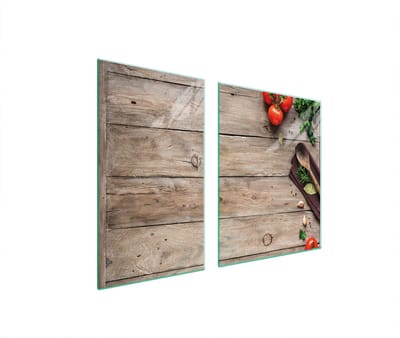 TMK ArtDeko Serie - Glazen Beschermpaneel - 100x52 cm - Decoratieve Houten Afwerking