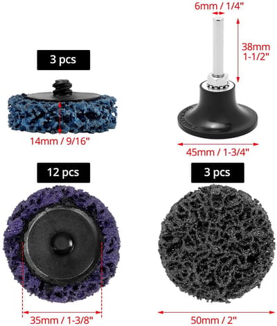 Dailygoods - 17-delig schuurdisc set - 50 mm schuurdisc voor oppervlaktetechniek - ideaal voor roest en verf - veelzijdig - inclusief rubberen backing...