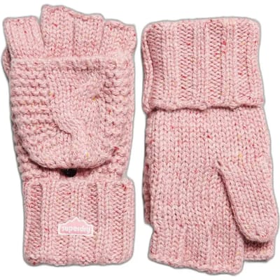 Superdry Gebreide Handschoenen met Kabelpatroon Roze Grootte: 1SIZE