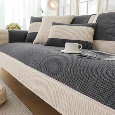 Luxe Witte Rand Bankhoes voor Woonkamer Antislip Effen Dik Bankkussen Eenvoudige Stijl Pluche Bankhanddoek Huis Bank Decor 70x70cm 1pcs
