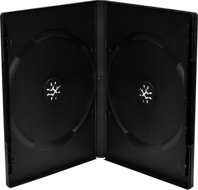 Lege DVD-hoes voor 2 schijven 14 mm machinaal geschikt zwart - 50 stuks.