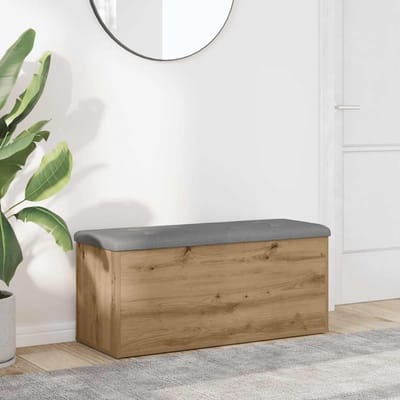 Bank met Opbergruimte Eiken Ambachtelijk 102X42X45Cm Gelamineerd Hout