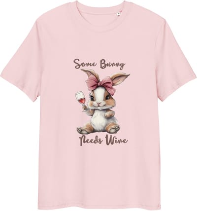 Some Bunny Needs Wine T-shirt - Grappig Konijn met Wijn - Dames & Heren - Roze - S
