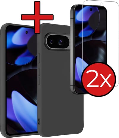 Hoesje - Met 2x Screenprotector - Geschikt voor Google Pixel 10 - Sterk & Shockproof - Telefoon Hoes - Back Cover - Siliconen Case - Telefoonhoes - Zwart
