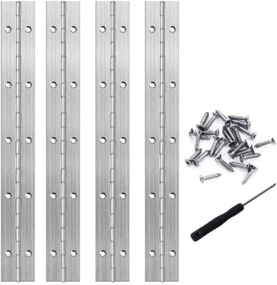 Dailygoods- Pianoscharnier 25 cm - Roestvrij Staal - 4 Stuks - Voorgeboorde Gaten - Duurzaam - Geschikt voor Deuren en Meubels - Scharnier
