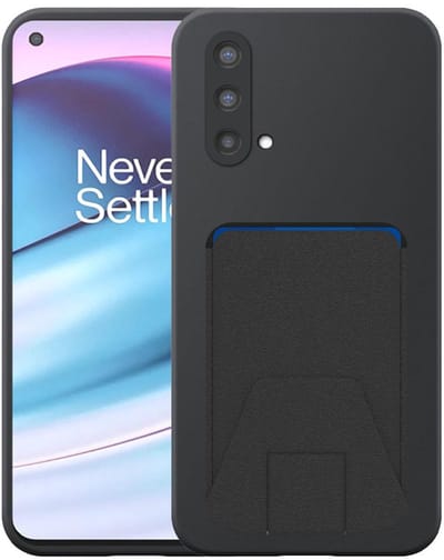 Geschikt voor OnePlus Nord CE Telefoonhoesje met Verstelbare Leren Pasjeshouder - Flexible Back Cover Case Siliconen TPU with Adjustable Leather Cardslot - Zwart - Smartphonica geschikt voor OnePlus Nord CE