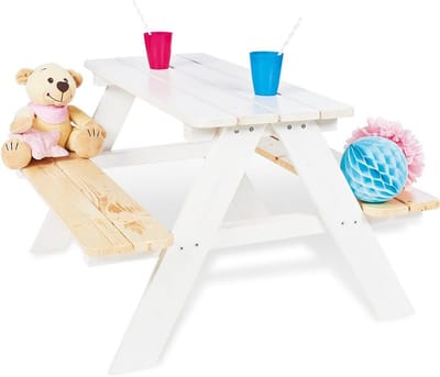 Kinderset Tafel en Stoelen voor Kinderen - Wit Houten Zit- en Speelset