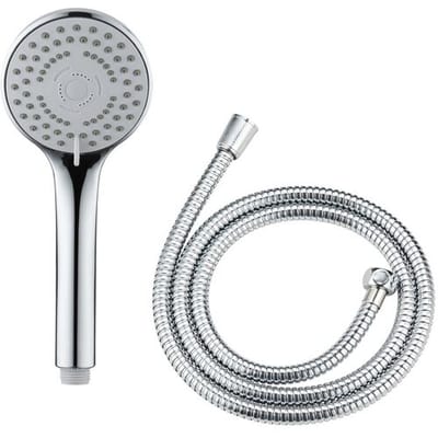 WENKO Handdouche set Basic 9,5cm - 5 straalsoorten - Chroom - Douchekop met slang