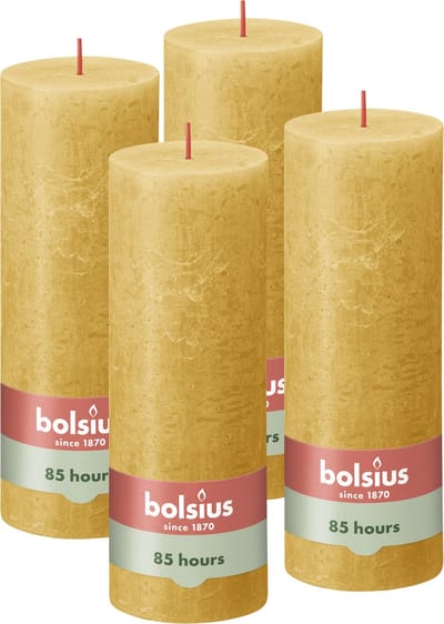 Bolsius - Rustieke Kaars - 4 Stuks - Geel - 19cm