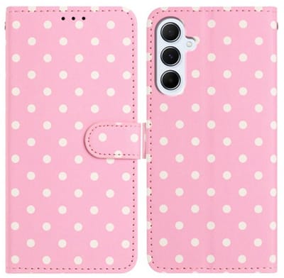 Hoesje Geschikt voor Samsung Galaxy A56 | Polka Dot Wallet Book Case | Portemonnee Hoesje | 3 Pasjes | Magneetsluiting | Stand Functie | Roze