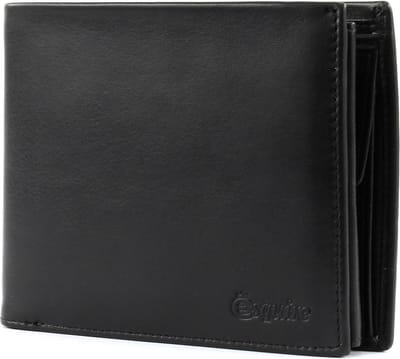 Esquire Leren Portemonnee New Silk Wallet Quer with Flap Black Zwart