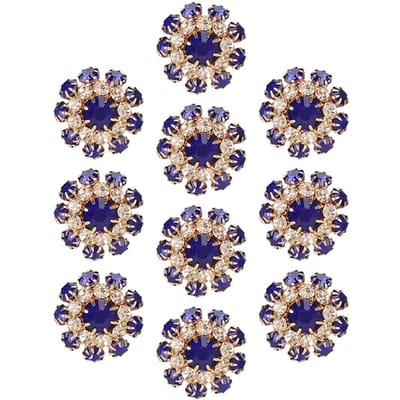 10 stuks Strass Knop Paddenstoelvorm Hars Metaal Koninklijk Blauw Gesp Broche Kleding Accessoires
