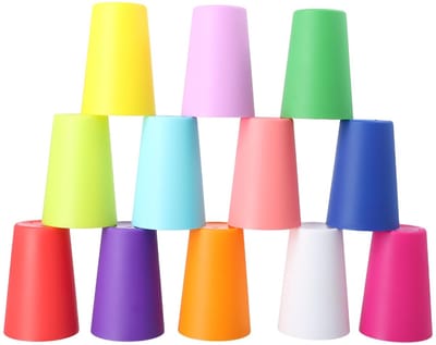 Dailygoods- Plastic Bekers 12 Stuks - Herbruikbaar - Kinderbekers - Waterglazen - Kunststof - 260 ml - Kleurrijk Design - Drankbekers