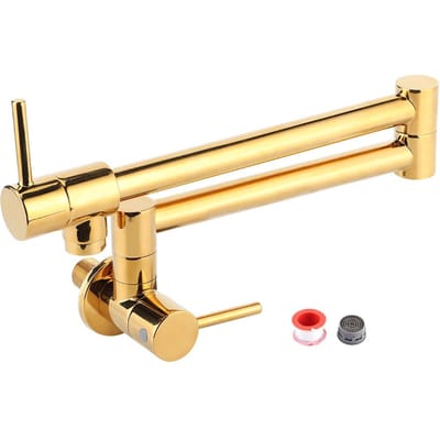 Robinet de cuisine mural pliable en laiton à filetage G1/2in, eau froide unique, monotrou, pour évier avec 2 beige