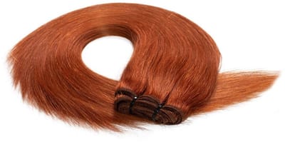 hair2heart Premium Echthaar Tressen om in te naaien Extensions glad - 60 cm 50 g 8/43 lichtblond roodgoud