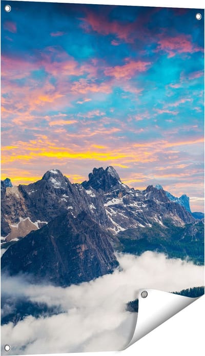 Gards Tuinposter Bergen Landschap met Wolken in Itali� - 60x90 cm - Tuindoek - Tuindecoratie - Wanddecoratie buiten - Tuinschilderij