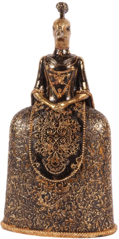 Baroque - Decoratief beeld of figuur - Pauw 40 cm - Zwart - Resin - 40x21x12 - Polyresin
