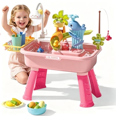 Speeltafel - Waterbandplank Voor Kinderen - 1 Set Baby Speeltafel Baby Speelgoed - Sensorische Watercircuittafel - Waterdicht - Tafel Om Te Vissen - Roze