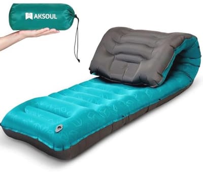Opblaasbare Campingmat met Kussen – Lichtgewicht en Compact Zelfopblazend Luchtbed voor Avonturen