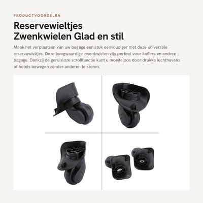 Dailygoods- Bagagewielen Universele Reservewieltjes - 2 Stuks - Zwenkwielen met Dubbele Rollagers - Stil en Geruisloos - Sterk Draagvermogen - Eenvoudig te Installeren - Trolleywielen