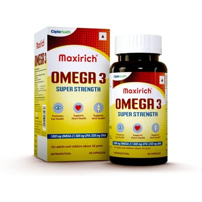 Cipla Maxirich Omega 3 Supersterkte 60 Capsules EPA 500 mg DHA 350mg