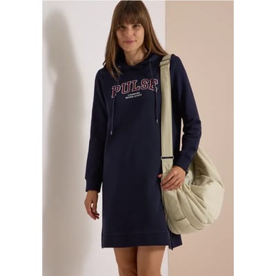 Kniehoge sweaterjurk met capuchon
