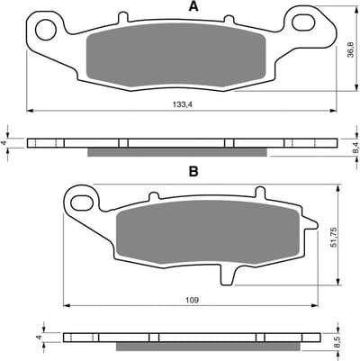 goud fren remblok voor motor kawasaki 750 zr7 1999 tot 2004 avg / zr750 f1/f3/f5 nieuw