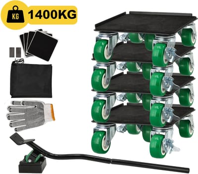 Meubelroller – 5-delig Meubeltransporter & Transporthulp – Meubelhondje – Transportroller – Meubelverplaatser met Hefstang – 1400kg Draagvermogen
