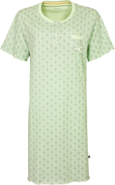 Tenderness Dames Nachthemd - Katoen - Polo Sluiting - Groen - Maat S