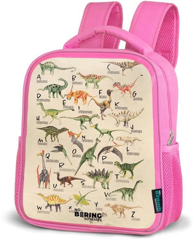 NoBoringSuitcases.com® - Rugzak roze - Schooltas meisjes - Dino alfabet - Kinder rugtas meisje - Boekentas kind - Kinderrugzak voor school - Schoolrugzak