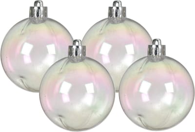 Decoris kerstballen - 8x stuks - 10 cm - transparant parelmoer -kunststof -kerstversiering