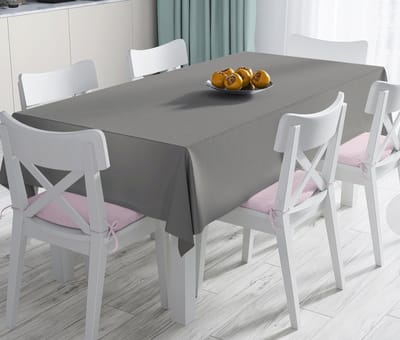 Tafelkleed 135x260 - Bedrukt Velvet textiel - Effen grijs - Fluweel - Tafelkleden - Tafellaken