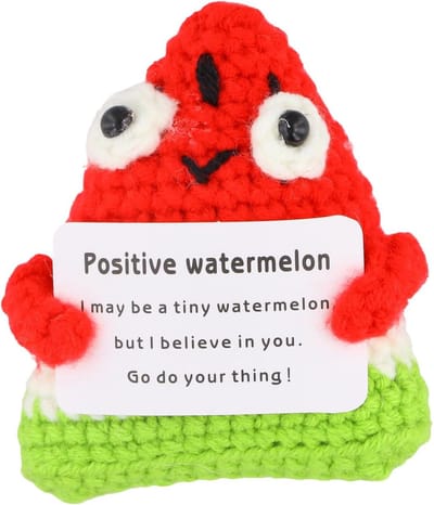 Watermelon Cadeaus - Mini Schattige Watermeloen met Kaart voor Halloween - Handgemaakte Watermeloen Geschenken met Kaart voor Kerstmis - Kantoor Bureau Decoratie voor