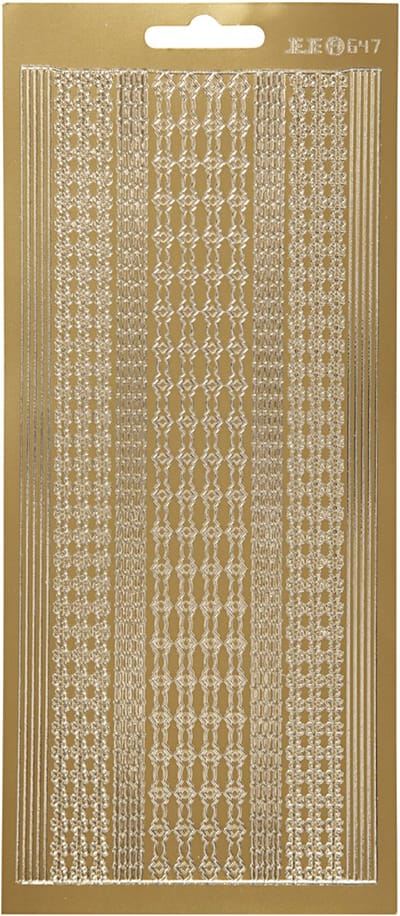 Stickers, randen, vel 10x23 cm, goud, 1 vel