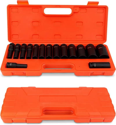Krachtige 15-delige Slagdoppenset 1/2 Inch Koolstofstaal Diepe Doppen