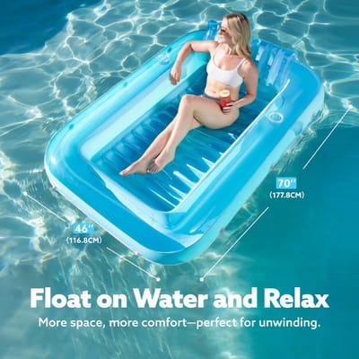 Unyqoos® Opblaasbaar Luxe Tanning Bed met Verwijderbare Hoofdsteun en Drankhouders voor Zomers Genot