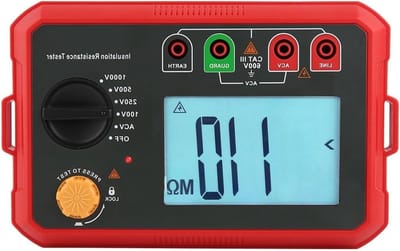 Isolatiemeter - Megger Ohm Meter - Elektrisch Onderhoud - Hoge Nauwkeurigheid - 2500V - Rood Grijs