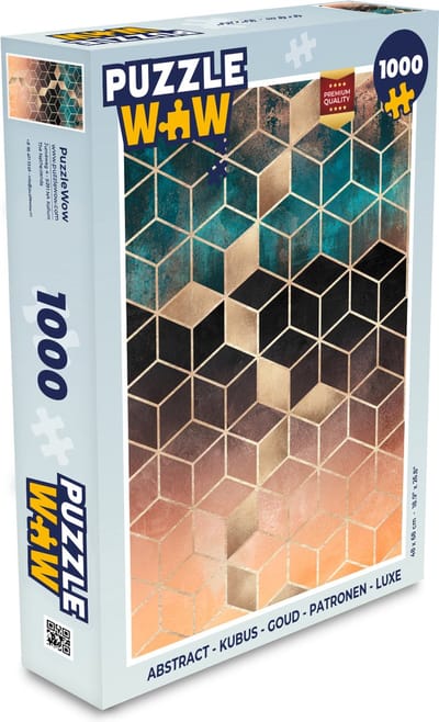 Puzzel Abstract - Kubus - Goud - Patronen - Luxe - Legpuzzel - Puzzel 1000 stukjes volwassenen