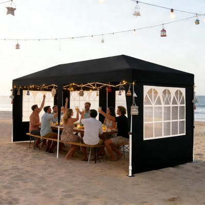 Pop-up Partytent - Feesttent Vouwtent - Buitenfeesten - Waterdicht UV-beschermend - 3x6m - Zwart