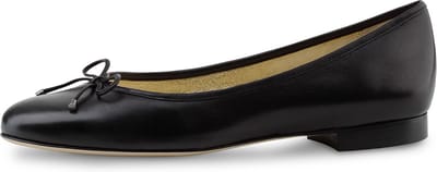 Zwarte ballerinas met hak - Werner Kern Clara - Echte Leer - Flexibele leren zool - Zachte gewatteerde voetbed - Dames ballerinas met Strik - Ronde Neus - Werner Kern Ballerinas - Zwart - 42