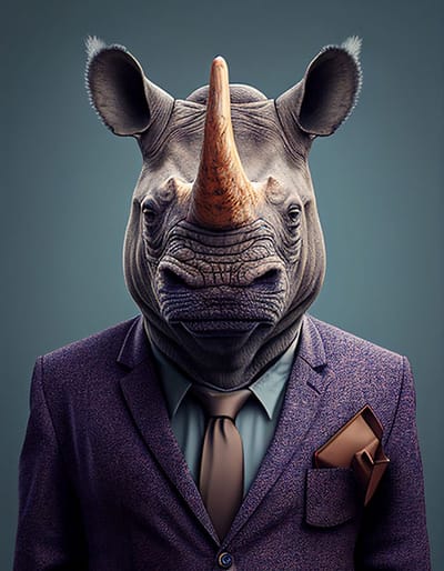 AI - Woondecoratie - Poster - Dieren - Neushoorn - Pak - 24 - 40 x 50 cm