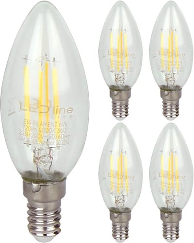 LED line LITE LED Filament Kaarslamp C35 E14 - 6W (vervangt 60W) - 720lm - Ø35mm - 230V - Energiezuinig - 5 stuks