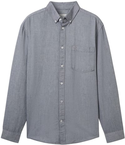 Tom Tailor - Overhemd met normale pasvorm en borstzak - Maat L - navy chambray