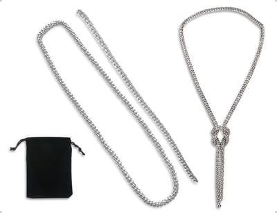 Dailygoods- Halsketting Verstelbaar Elegant Zilver - Lange Ketting - Modesieraad - Dames - Geschikt voor Speciale Gelegenheden - Duurzaam Materiaal