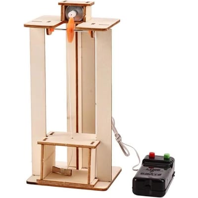 Kit de Projet Scientifique DIY Jouets Puzzle Éducation Créative Guide Détaillé DIY Modèle d'Ascenseur Électrique Cadeaux pour Enfants Adultes beige