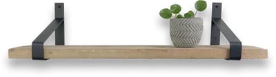 Steigerhouten wandplank 100 x 20 cm inclusief metalen plankdragers - Plankjes aan muur - Wandplank industrieel - Fotoplank